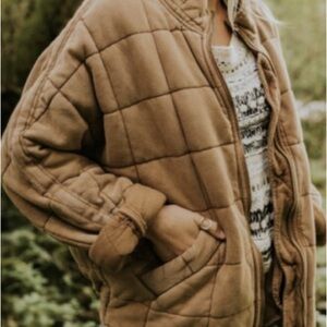 Free People Women's Quilted Dolman Tan Jacket